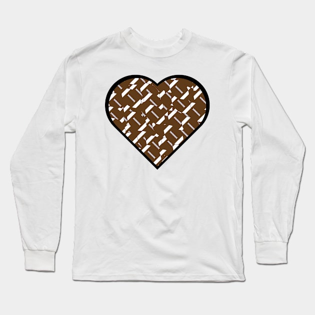 Football Heart Love Long Sleeve T-Shirt by College Mascot Designs